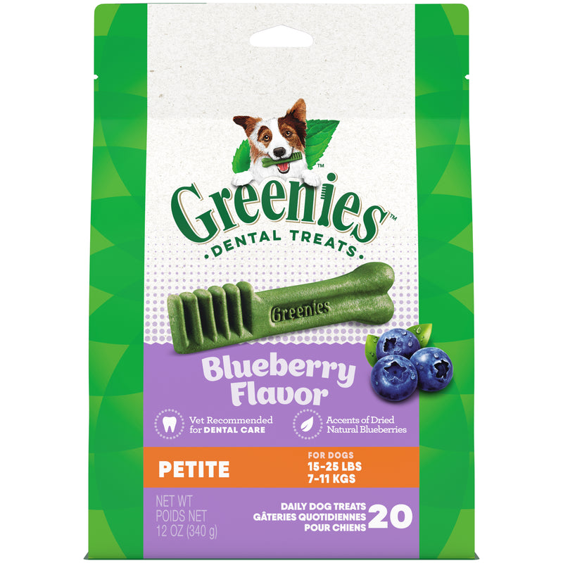 GREENIES Petite Natural Dog Dental Care Chews Oral Health Dog Treats Blueberry Flavor, 12 oz. Pack (20 Treats)