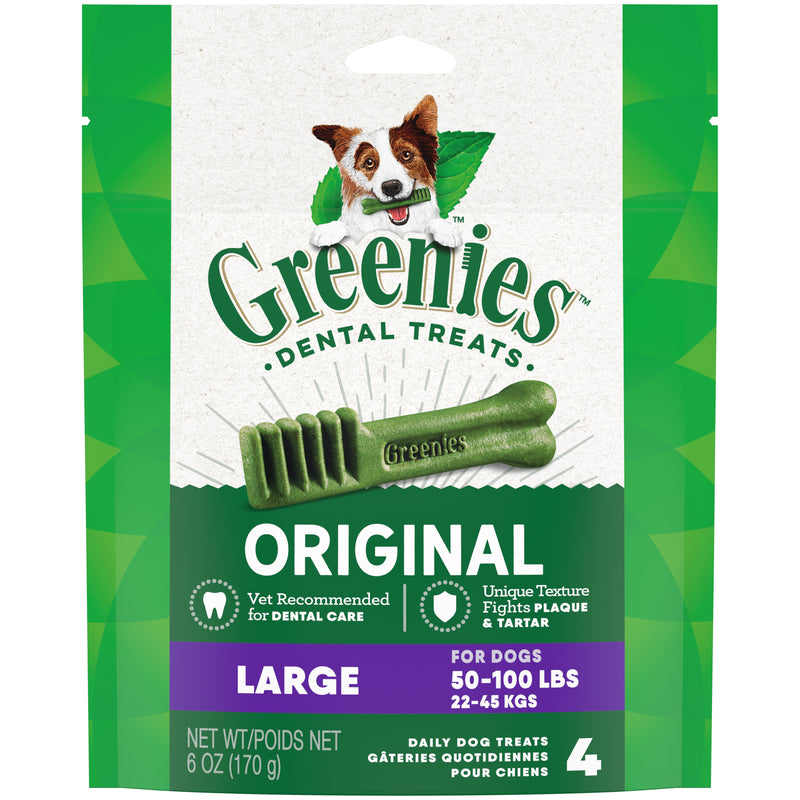 GREENIES Original Large Natural Dental Care Dog Treats, 6 oz. Pack (4 Treats)