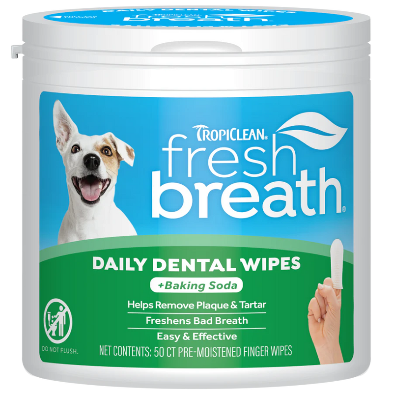 TropiClean Fresh Breath Finger Dental Wipes for Pets