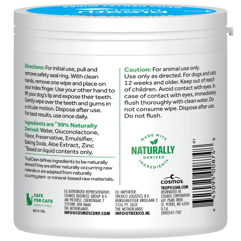 TropiClean Fresh Breath Finger Dental Wipes for Pets