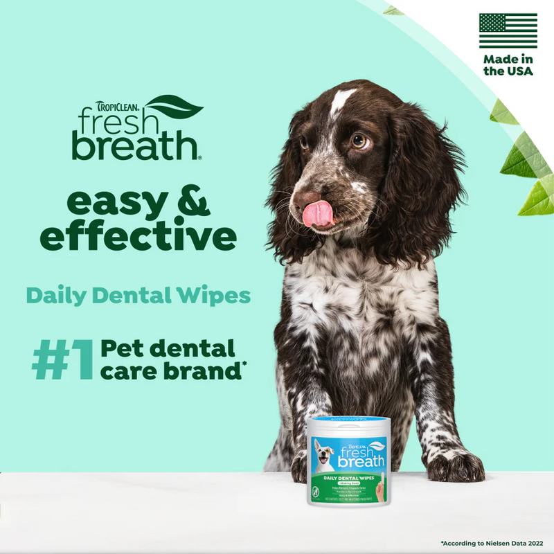 TropiClean Fresh Breath Finger Dental Wipes for Pets