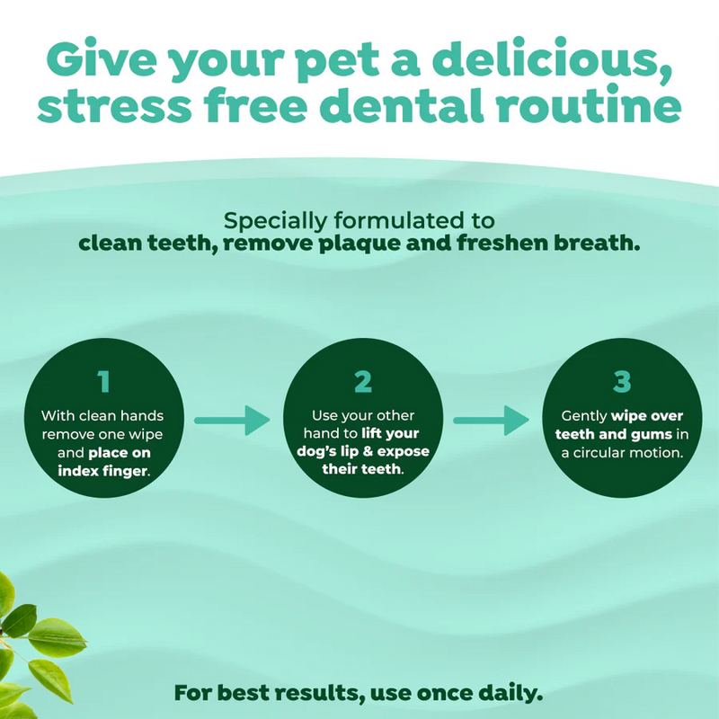TropiClean Fresh Breath Finger Dental Wipes for Pets