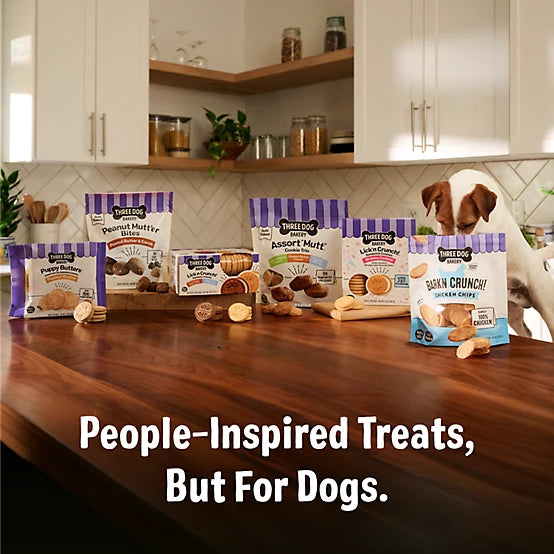 Three Dog Bakery Assortment Mutt Cookie Trio Variety Pack Soft Baked Dog Treats, 26 oz.