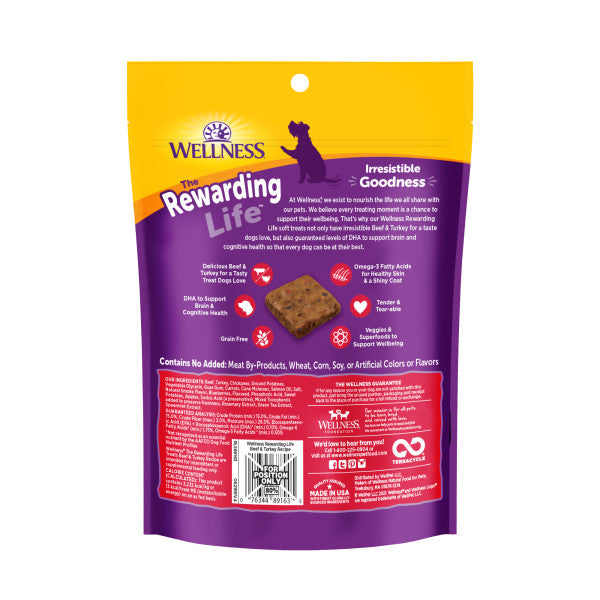 Wellness Rewarding Life Beef & Turkey Recipe Dog Treats, 6 oz. Bag