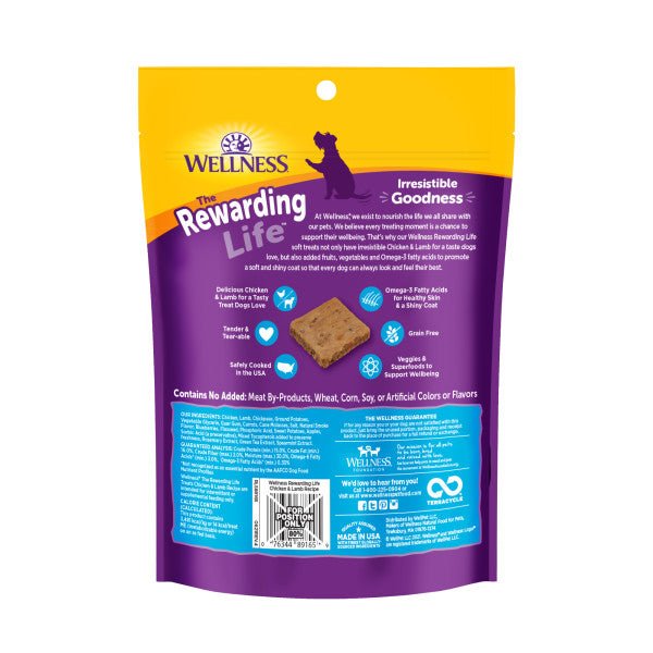 Wellness Rewarding Life Chicken & Lamb Recipe Dog Treats, 6 oz. Bag