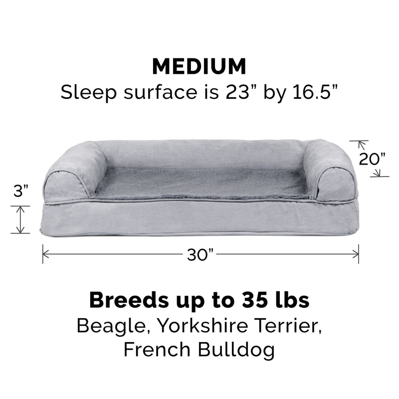 FurHaven Plush & Suede Orthopedic Sofa Dog Bed - Medium, Gray