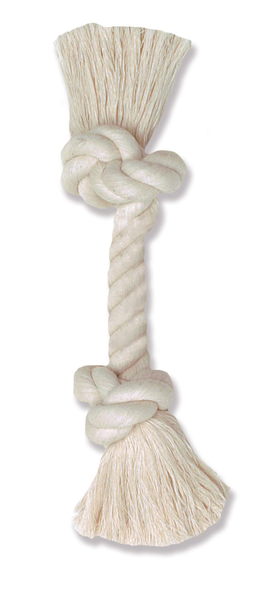 Mammoth Pet Flossy Chews Mini 6 inch 100% Cotton White Rope Bone Dog Toy