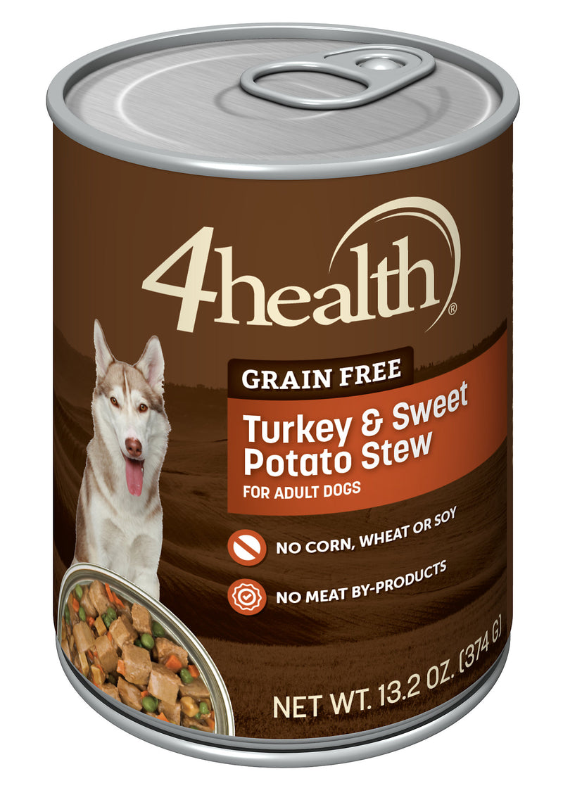 4health Grain Free Turkey & Sweet Potato Stew in Gravy Canned Dog Food, 13.2 oz.