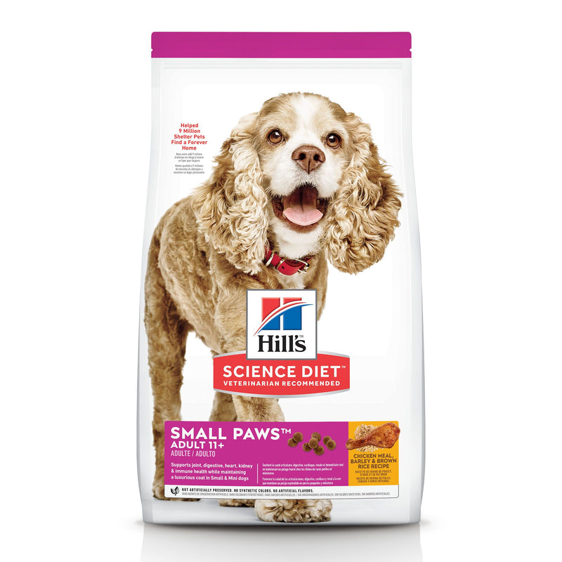 Hill's Science Diet Senior 11+ Small Paws Dry Dog Food, Chicken Meal, Barley & Brown Rice Recipe
