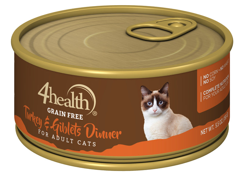 4health Grain Free Turkey & Giblet Dinner Wet Cat Food 5.5 oz. Can
