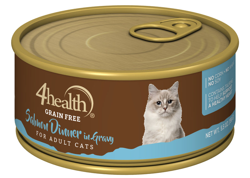 4health Grain Free Shredded Salmon Dinner in Gravy Wet Cat Food, 5.5 oz. Can