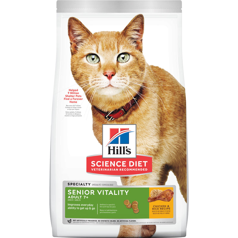 Hill's Science Diet Senior 7+ Senior Vitality Dry Cat Food, Chicken & Rice Recipe