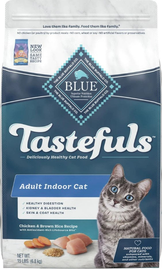 Blue Buffalo Adult Indoor Health Dry Cat Food Chicken & Brown Rice 15 Lbs