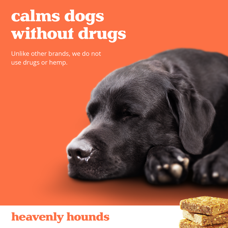 calms dogs without drugs.  Unlike other brands, we do not use drugs or hemp.