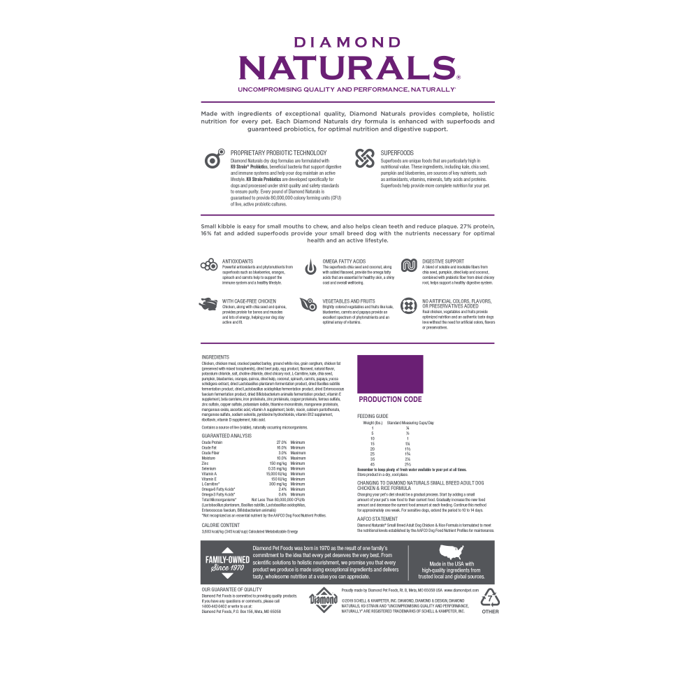 Diamond Naturals Small Breed Chicken Rice Formula Adult Dry Dog