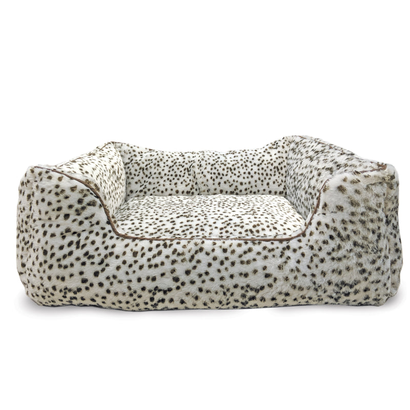 Sleep Zone Snow Leopard Step Dog Bed, 18 inch