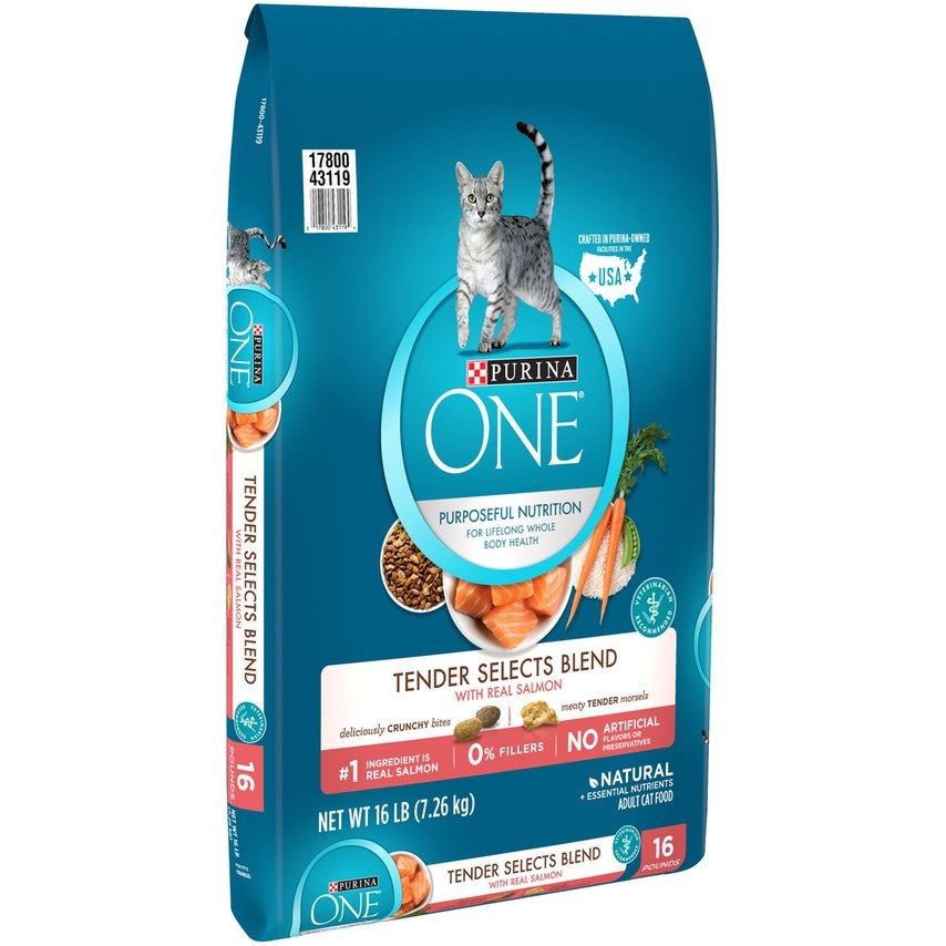 clarkston pro plan dog food salmon and rice shreds Purina ONE Tender Selects Blend Real Salmon Dry Cat Food, 16 lbs