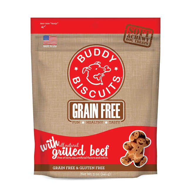 Cloud Star Buddy Biscuits Grain Free Soft and Chewy Grilled Beef Dog Treats