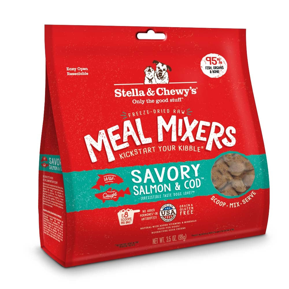 call chewy's dog food Stella & Chewy's Freeze-Dried Savory Salmon & Cod Meal Mixer for Dogs