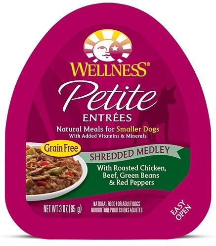 Wellness Small Breed Natural Petite Entrees Shredded Medley with Roasted Chicken, Beef, Green Beans and Red Peppers Dog Food Tray