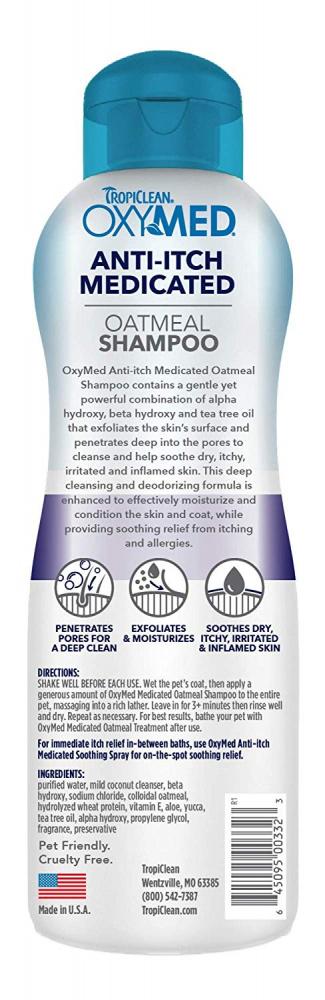 Tropiclean OXYMED Medicated Oatmeal Pet Shampoo