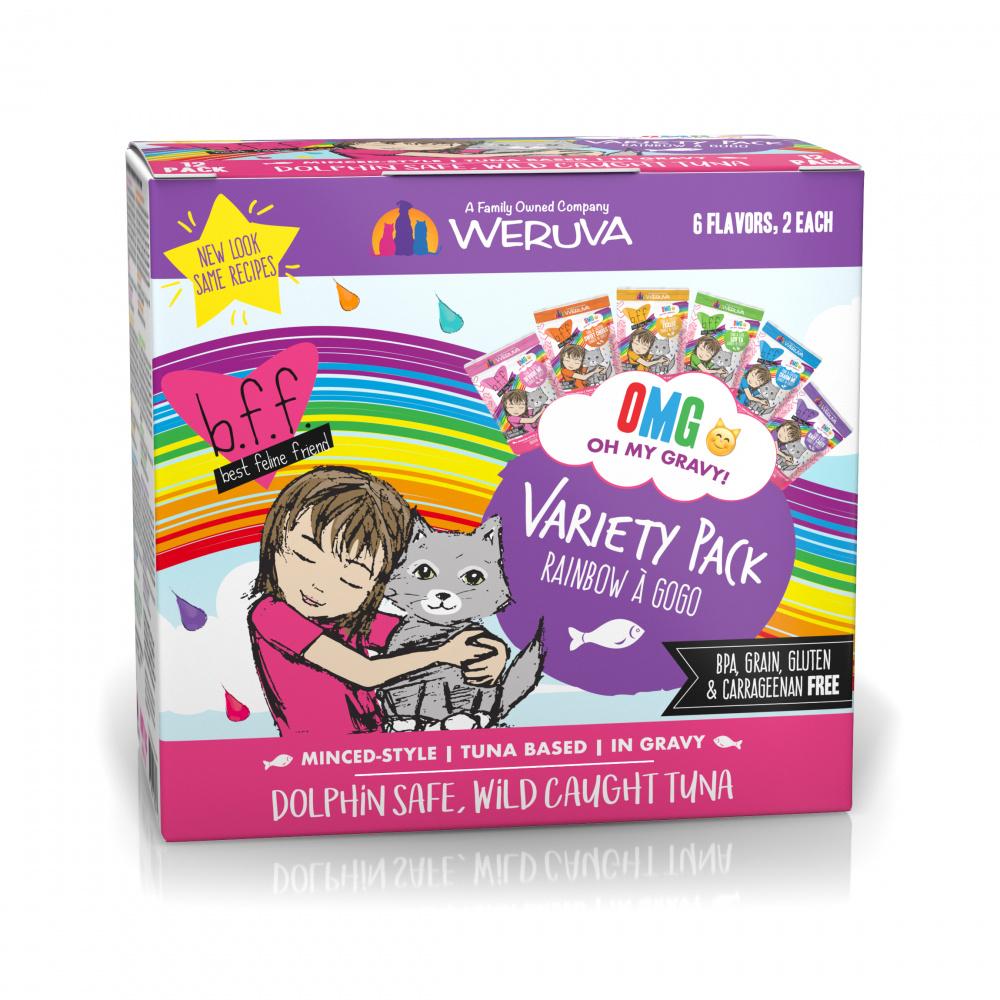 BFF OMG Rainbow A Gogo Variety Pack Wet Cat Food Pouches, 3-oz