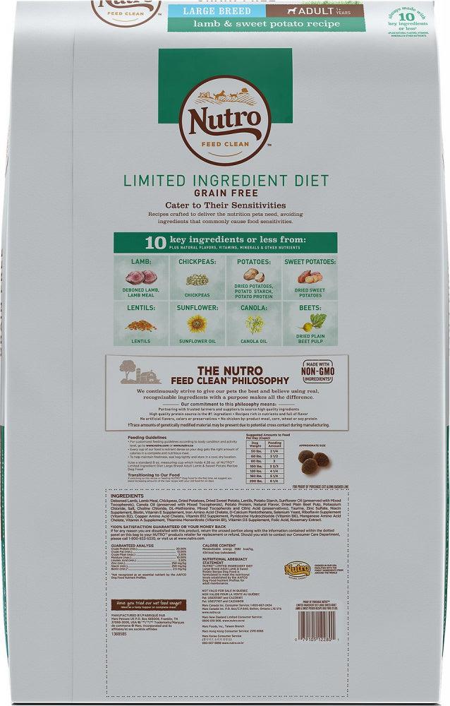 Nutro Limited Ingredient Diet Grain Free Large Breed Adult Lamb and Sweet Potato Dry Dog Food
