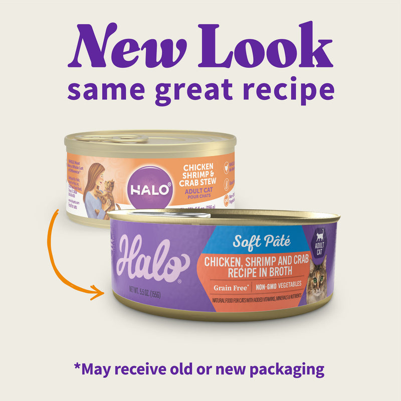Halo Holistic Grain Free Adult Chicken, Shrimp & Crab Stew Canned Cat Food
