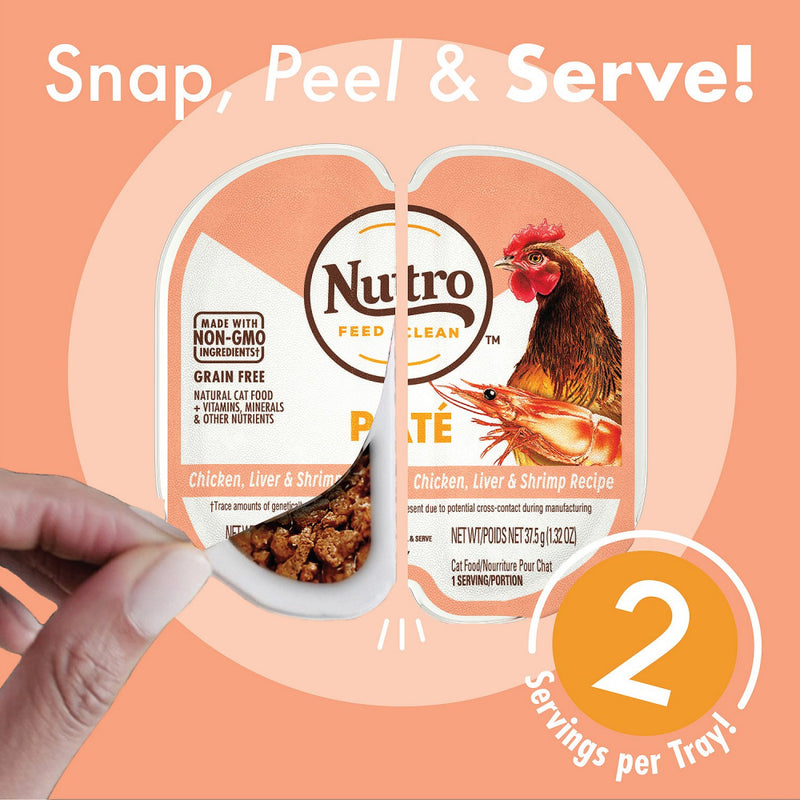 Nutro Perfect Portions Adult Grain Free Chicken, Liver & Shrimp Pate Wet Cat Food Trays