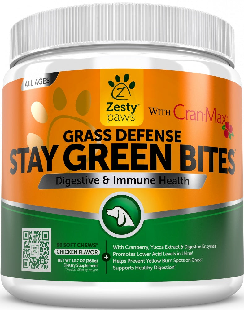 Zesty Paws Grass Defense Stay Green Bites With Cran-Max Soft Chews For Dogs
