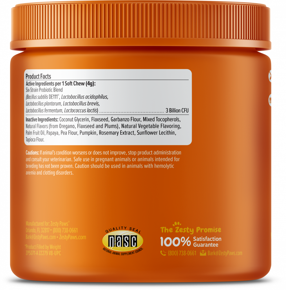 Zesty Paws Probiotic Bites with Digestive Enzymes Pumpkin Soft