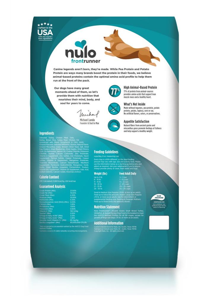Nulo Frontrunner Turkey, Whitefish & Quinoa Dry Dog Food