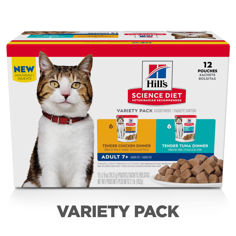 Hill's Science Diet Adult 7+ Tender Dinner Pouch Variety Pack Wet Cat Food