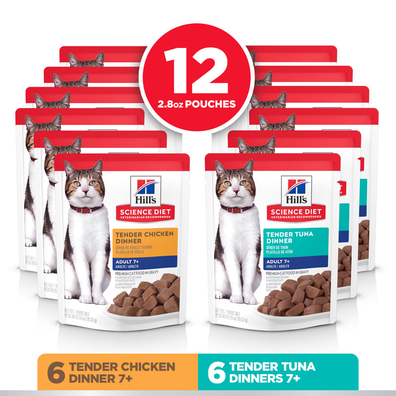 Hill's Science Diet Adult 7+ Tender Dinner Pouch Variety Pack Wet Cat Food