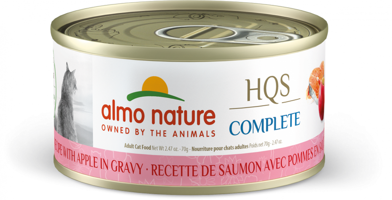 Almo Nature HQS Complete Cat Grain Free Salmon with Apple Canned In Gravy Cat Food