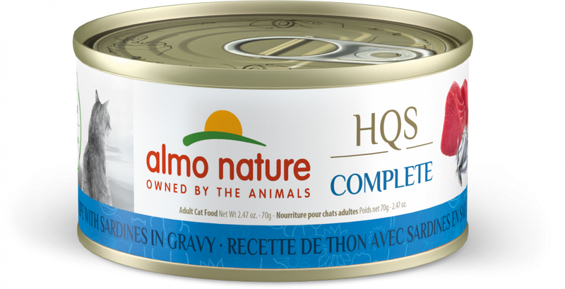 Almo Nature HQS Complete Cat Grain Free Tuna with Sardines In Gravy Canned Cat Food