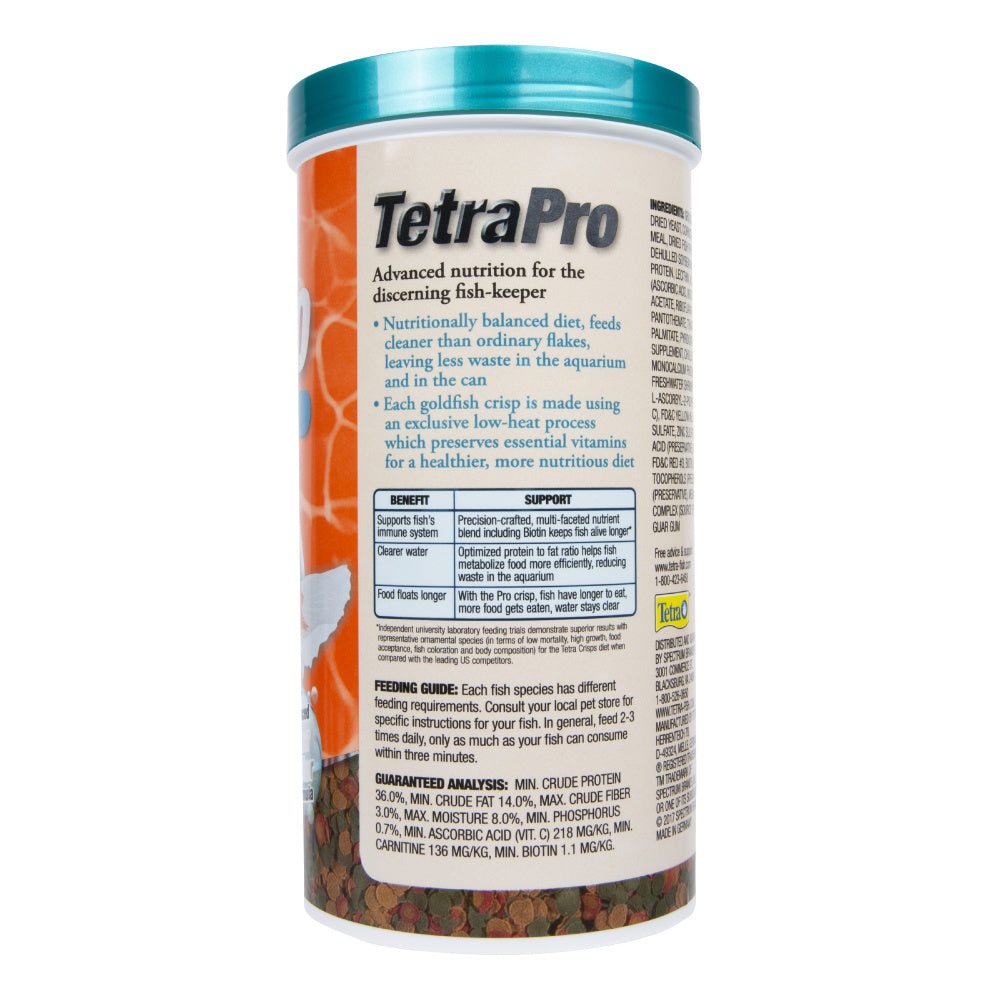 Tetra TetraPro Goldfish Crisps Fish Food, enhanced with biotin for optimal  health, 7.90 oz