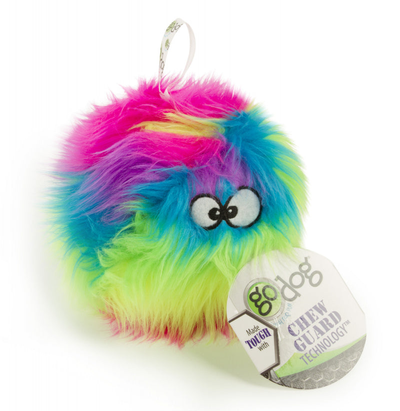 Go Dog Furballz with Chew Guard Technology Durable Plush Squeaker Dog Toy Rainbow