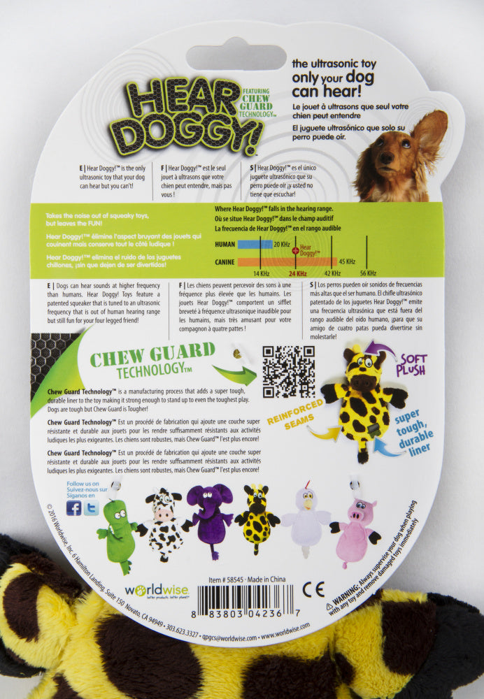 Go Dog Hear Doggy Flattie Giraffe With Chew Guard Technology And Silent Squeak Technology Plush Dog Toy