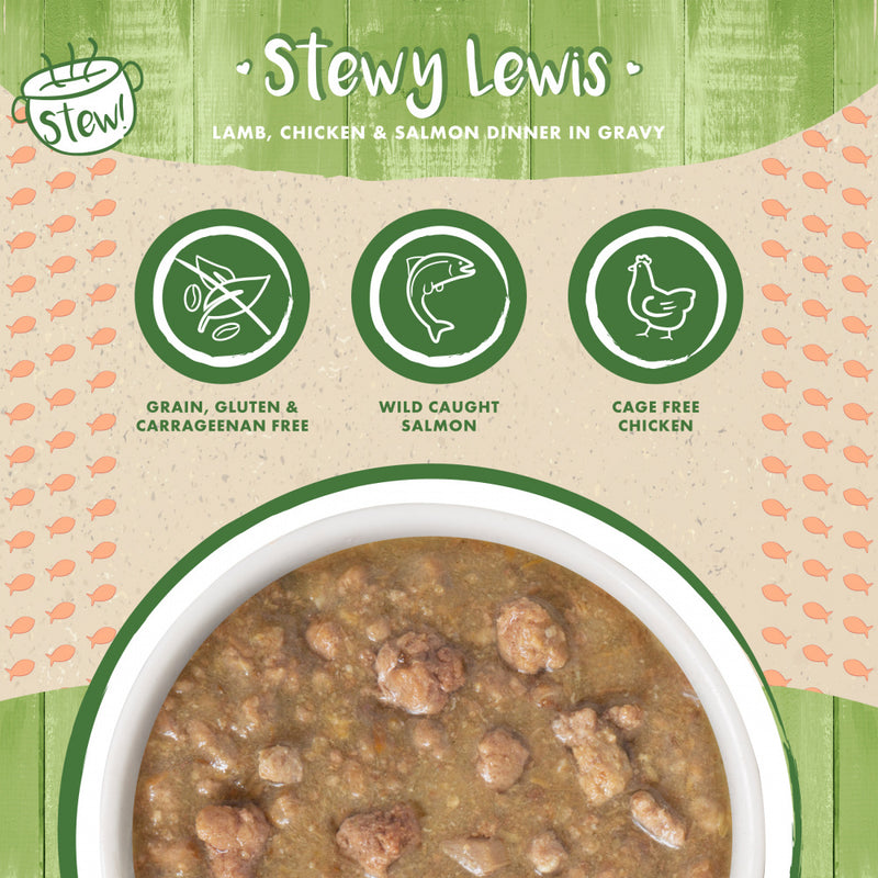 Weruva Classic Cat Stews! Stewy Lewis with Lamb Chicken & Salmon in Gravy Canned Cat Food