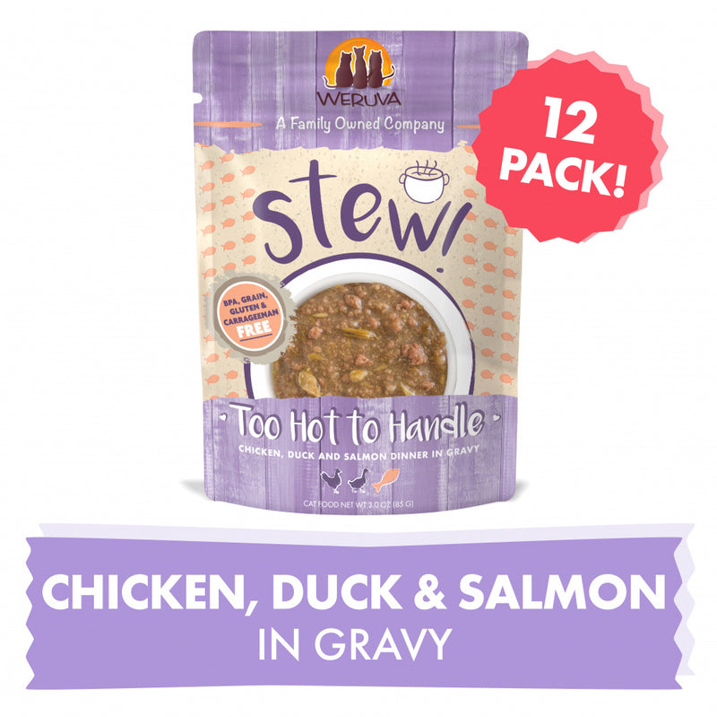 Weruva Classic Cat Stews! Too Hot to Handle with Chicken Duck & Salmon in Gravy Canned Cat Food