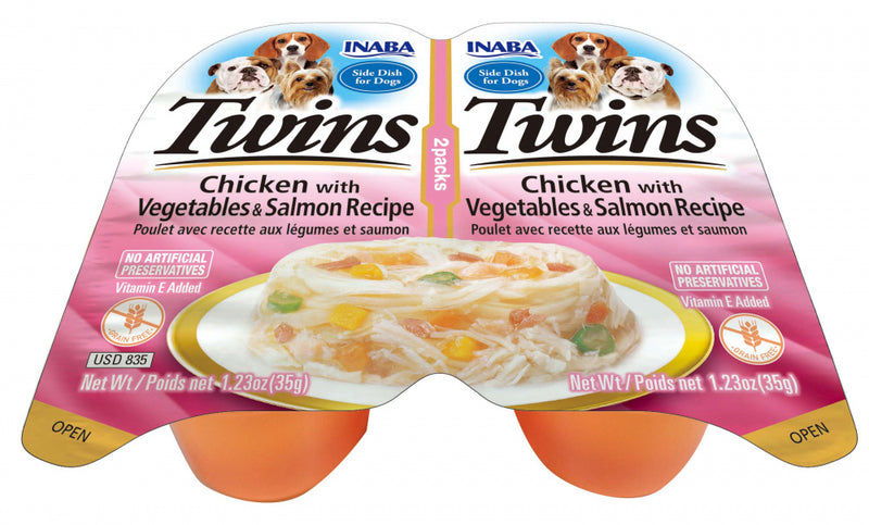 Inaba Dog Twin Cups Chicken With Vegetables & Salmon Recipe Dog Food Topper