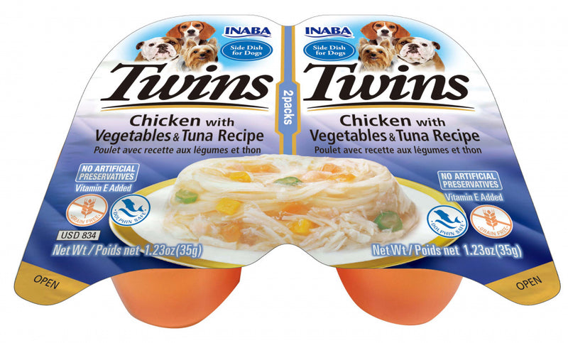 Inaba Dog Twin Cups Chicken With Vegetables & Tuna Recipe Dog Food Topper