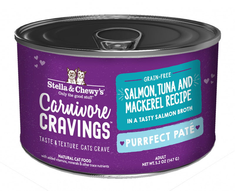 Stella & Chewy's Carnivore Cravings Purrfect Pate Salmon, Tuna & Mackerel Pate Recipe in Broth Wet Cat Food