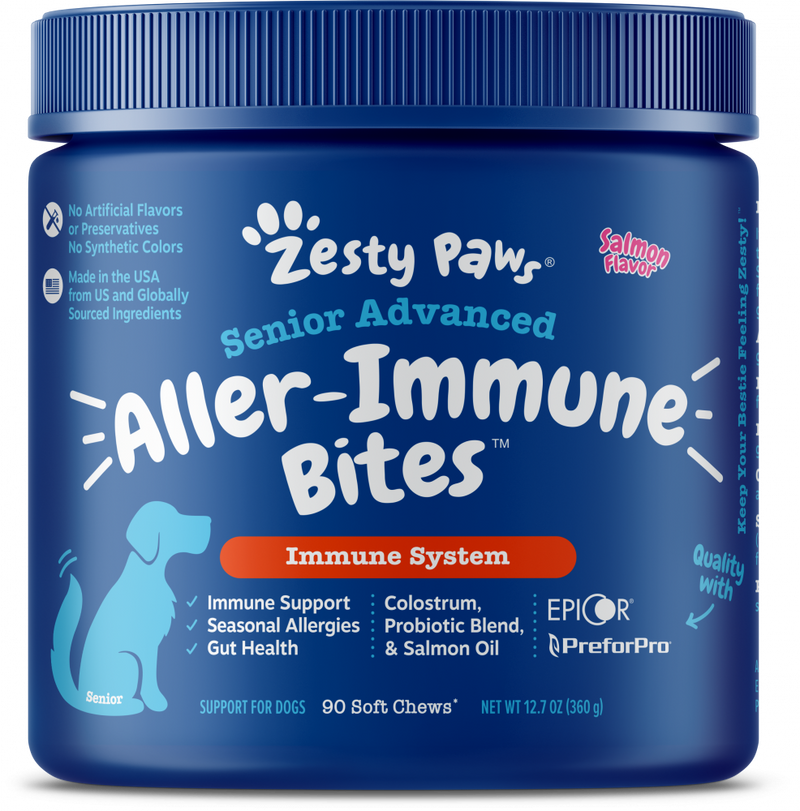 Zesty Paws Advanced Aller-Immune Bites For Seasonal Allergies   Immune Support & Gut Health for Senior & Adult Dogs