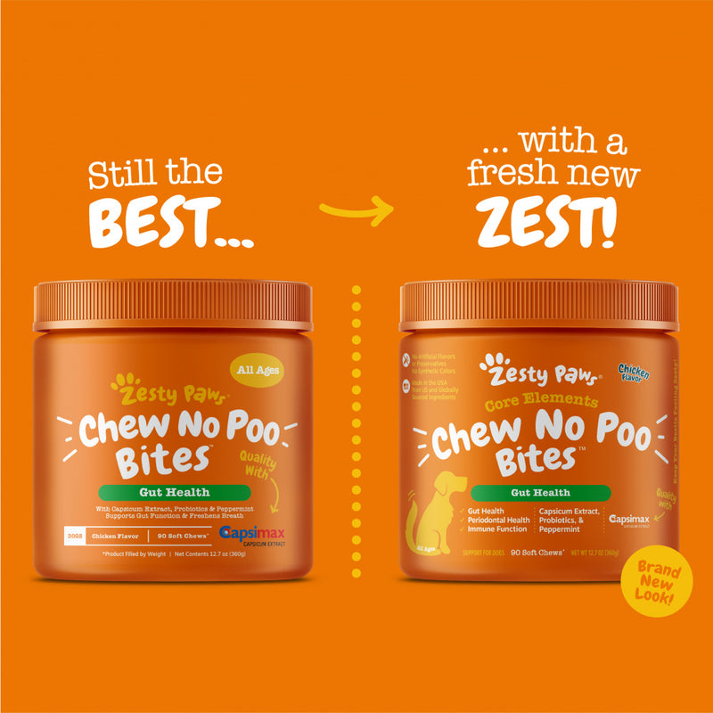 Zesty Paws Chew No Poo Bites Chicken Flavor for Dogs