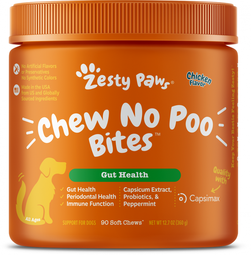 Zesty Paws Chew No Poo Bites Chicken Flavor for Dogs