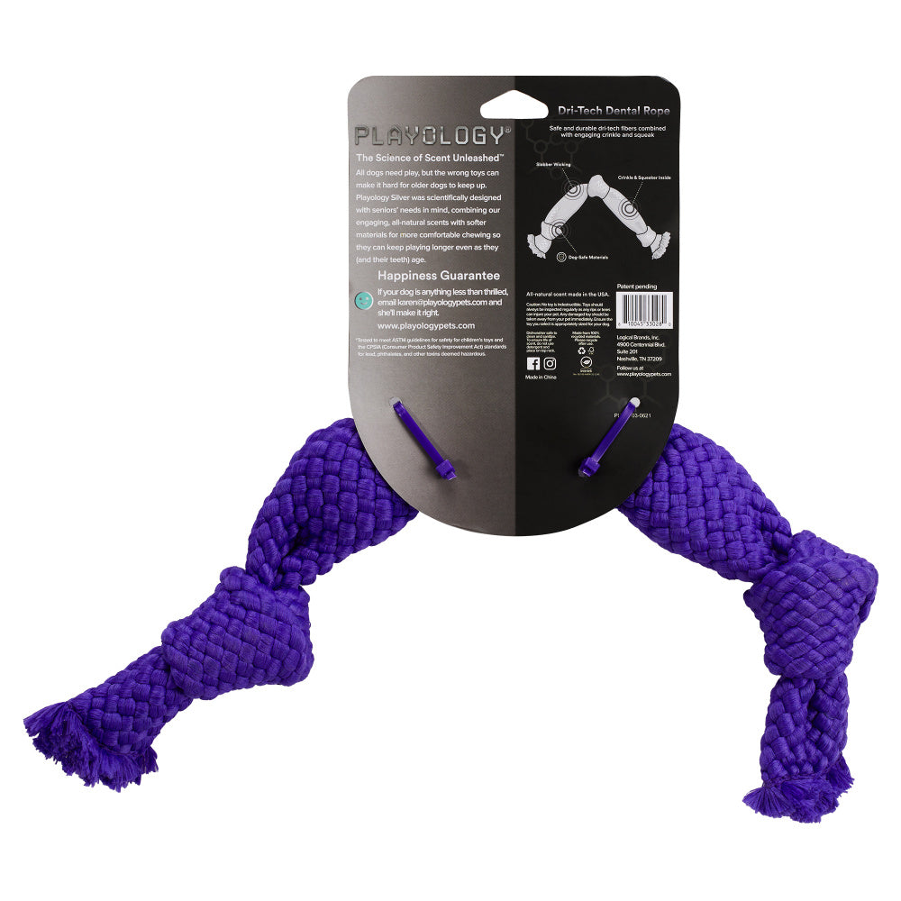 Playology Dri-Tech Dental Rope Peanut Butter Scented Dog Toy - Small