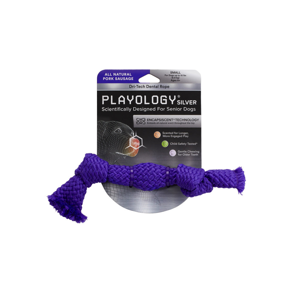 Playology Dri-Tech Dental Rope Pork Sausage Scented Dog Toy - Medium