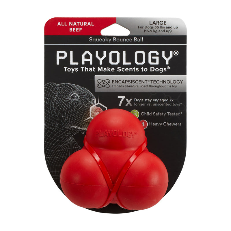 Playology Squeaky Bounce Ball Beef Scented Dog Toy